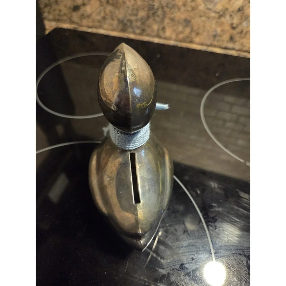 Vintage Leonard Silver Plated Metal Duck Coin Bank